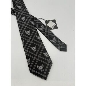 Eagles Wings Longhorns Plaid Woven Silk Tie Black & White Men's NWT